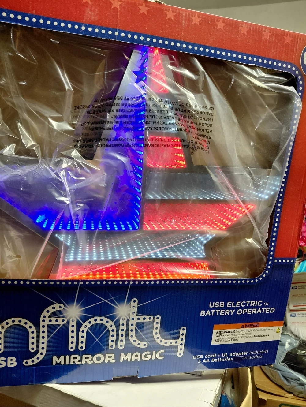 NFINITY USB Mirror Magic Star Red, Blue, White Fourth of July Independence Wall